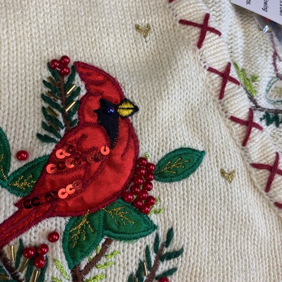 Women’s White Vest One Resource NWT Sweater Knit Embroidered Cardinals XL (16-18 - Picture 2 of 10